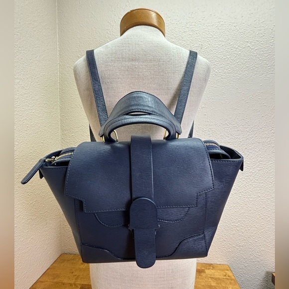 Senreve Mini Maestra Navy Mimosa Leather Convertible Bag display picture 1